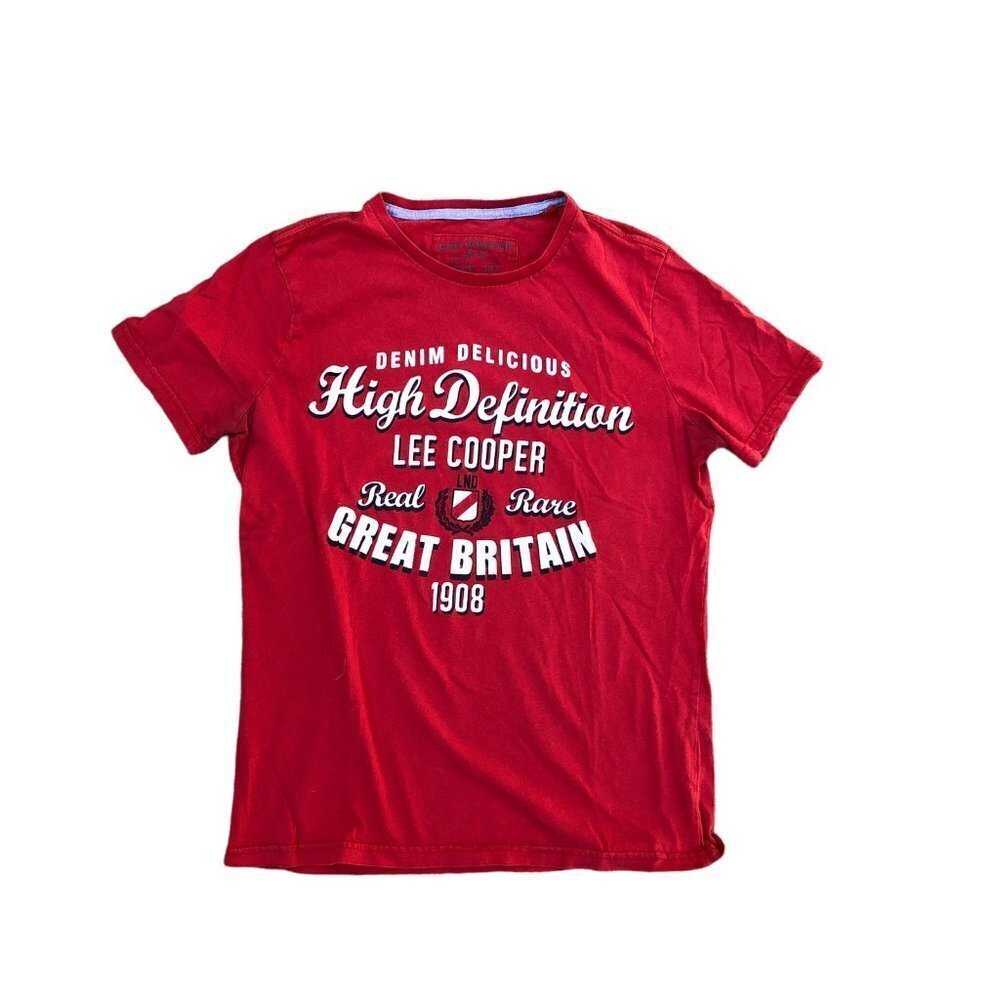 LEE COOPER Great Britain T Shirt Men's MEDIUM Denim Delicious Red Short …​​